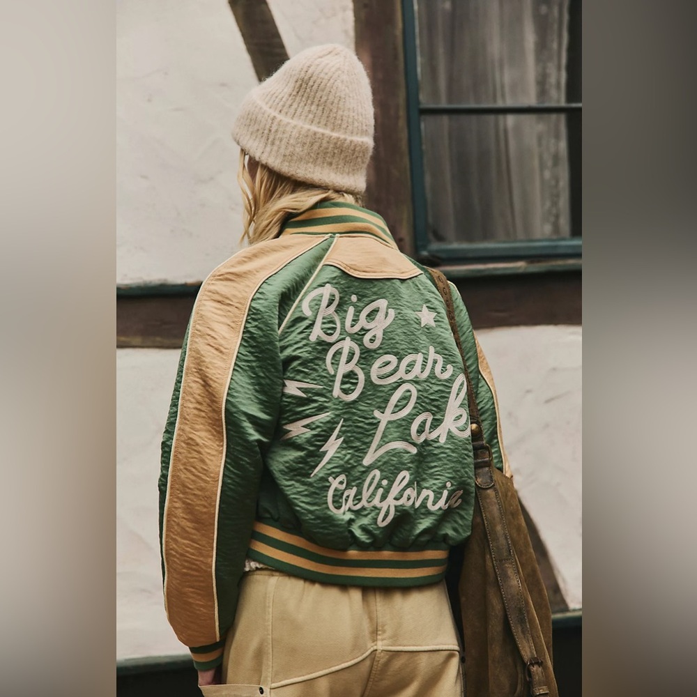 $298! FP We The Free Star Power Souvenir Jacket Vintage Green Combo CSmall NWOT - Picture 2 of 6